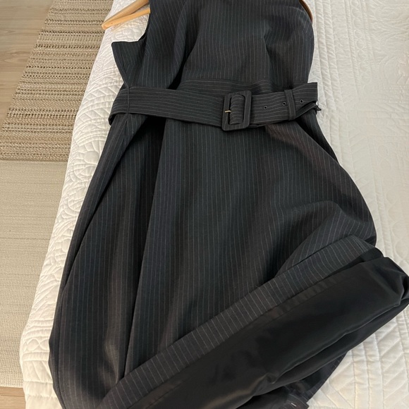 New J Crew Pinstripe belted dress. Black/Gray.  Completely lines - Picture 4 of 5